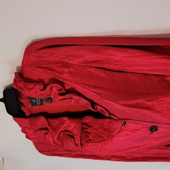 Adrianna Papell Red Puff Collar Jacket - Picture 6 of 12